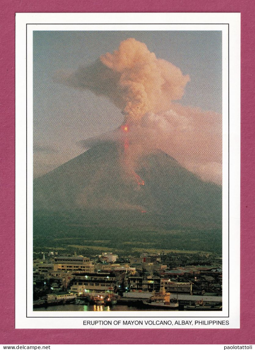 Eruption Of Mayon Volcano. Albay- Large Size, Divided Back, Asiapix Photo, New. - Filipinas