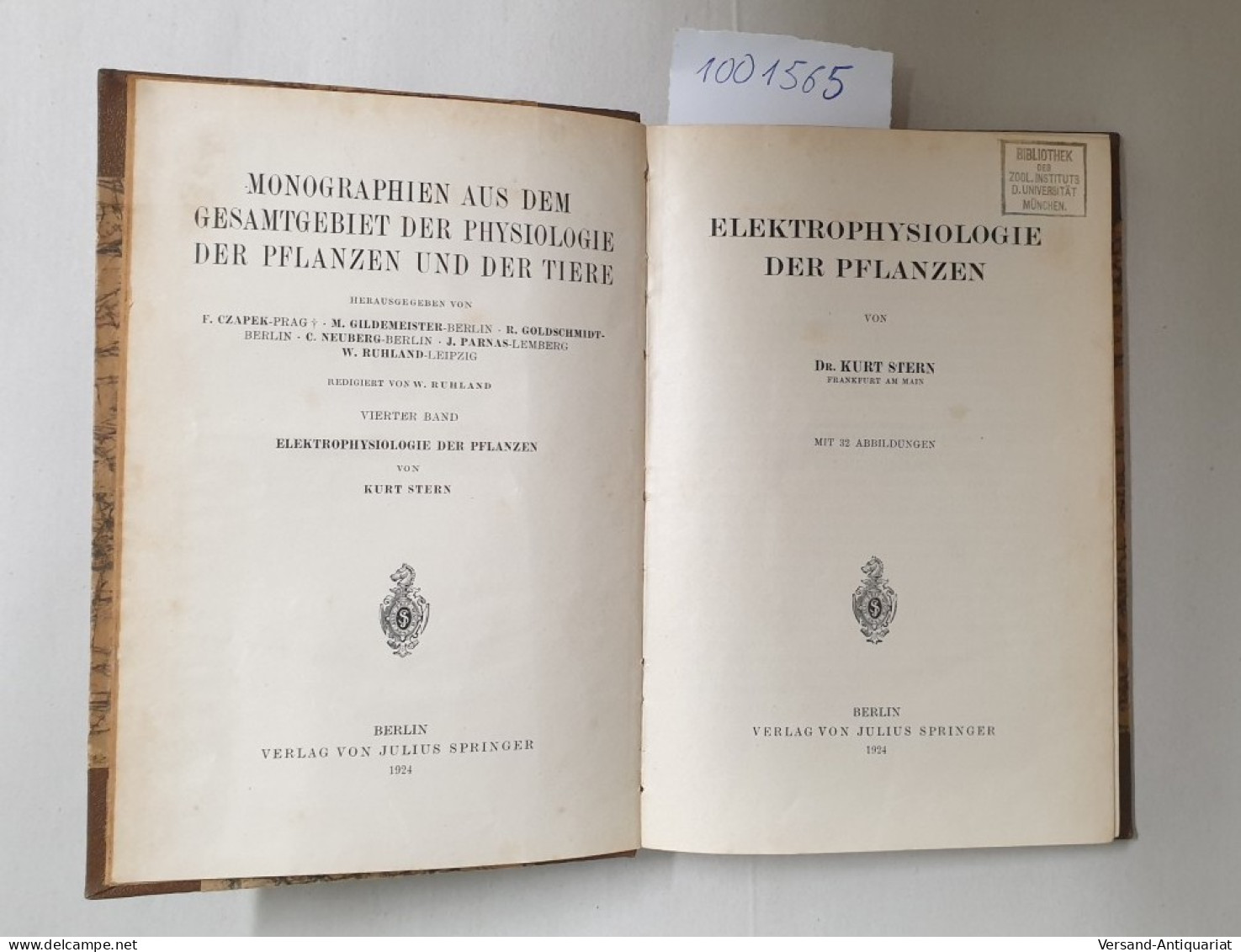 Elektrophysiologie Der Pflanzen. - Altri & Non Classificati