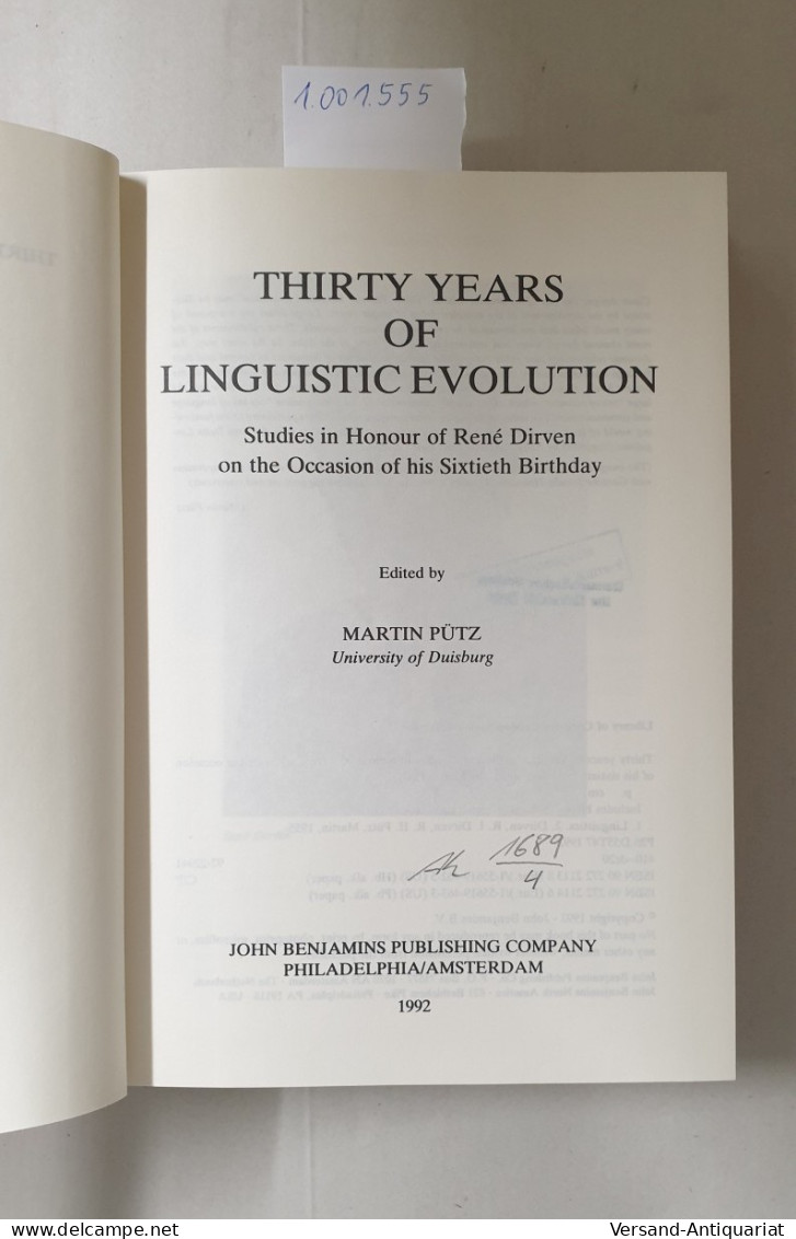 Thirty Years Of Linguistic Evolution: Studies In Honour Of René Dirven On The Occasion Of His 60th Birthday : - Altri & Non Classificati