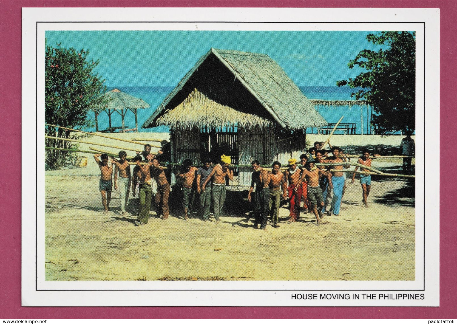 House Moving In The Philippines- Large Size, Divided Back, Photographer Robert Hoebel, New. - Filipinas