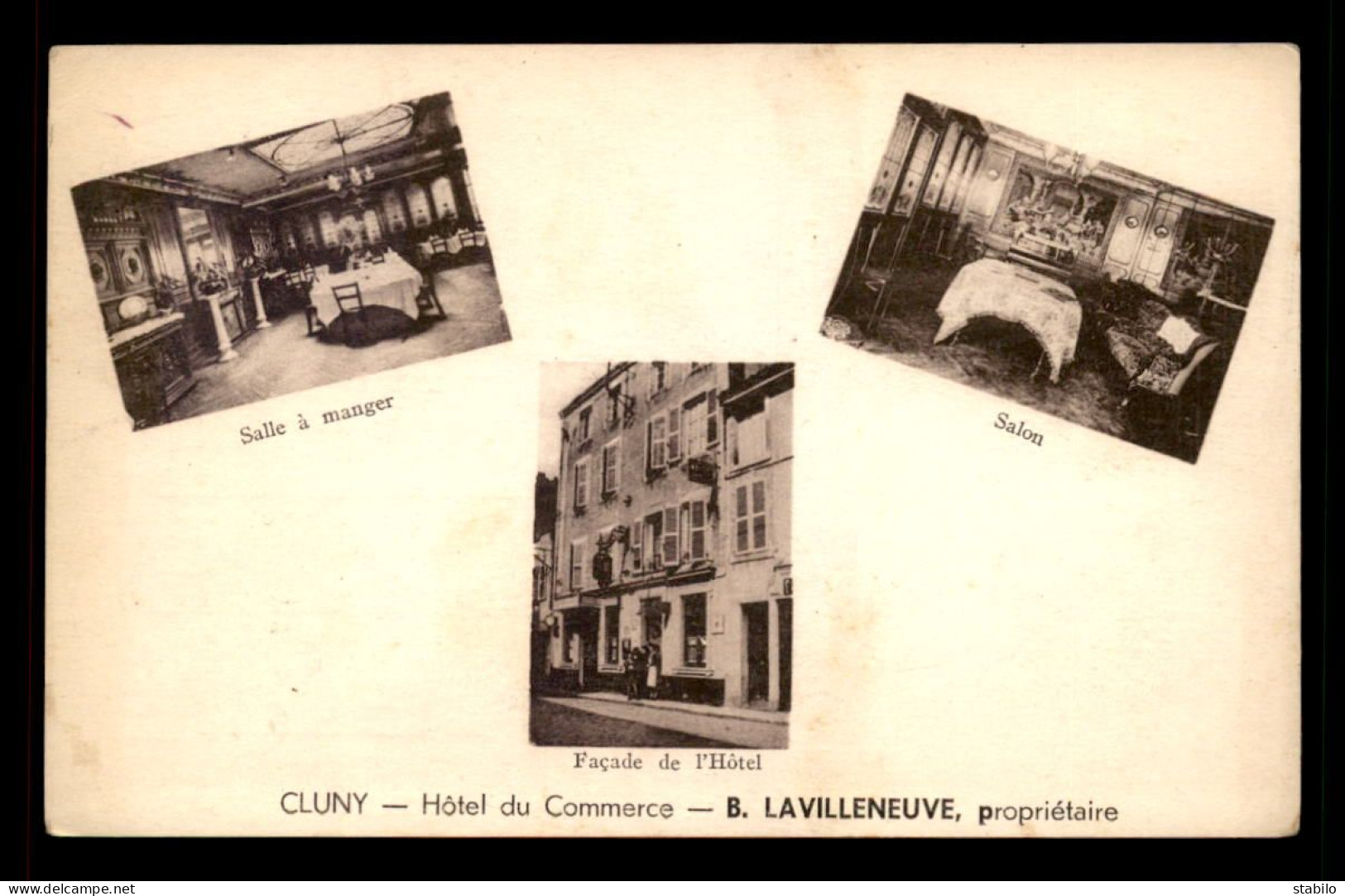 71 - CLUNY - HOTEL DU COMMERCE - B. LAVILLENEUVE PROPRIETAIRE - Cluny