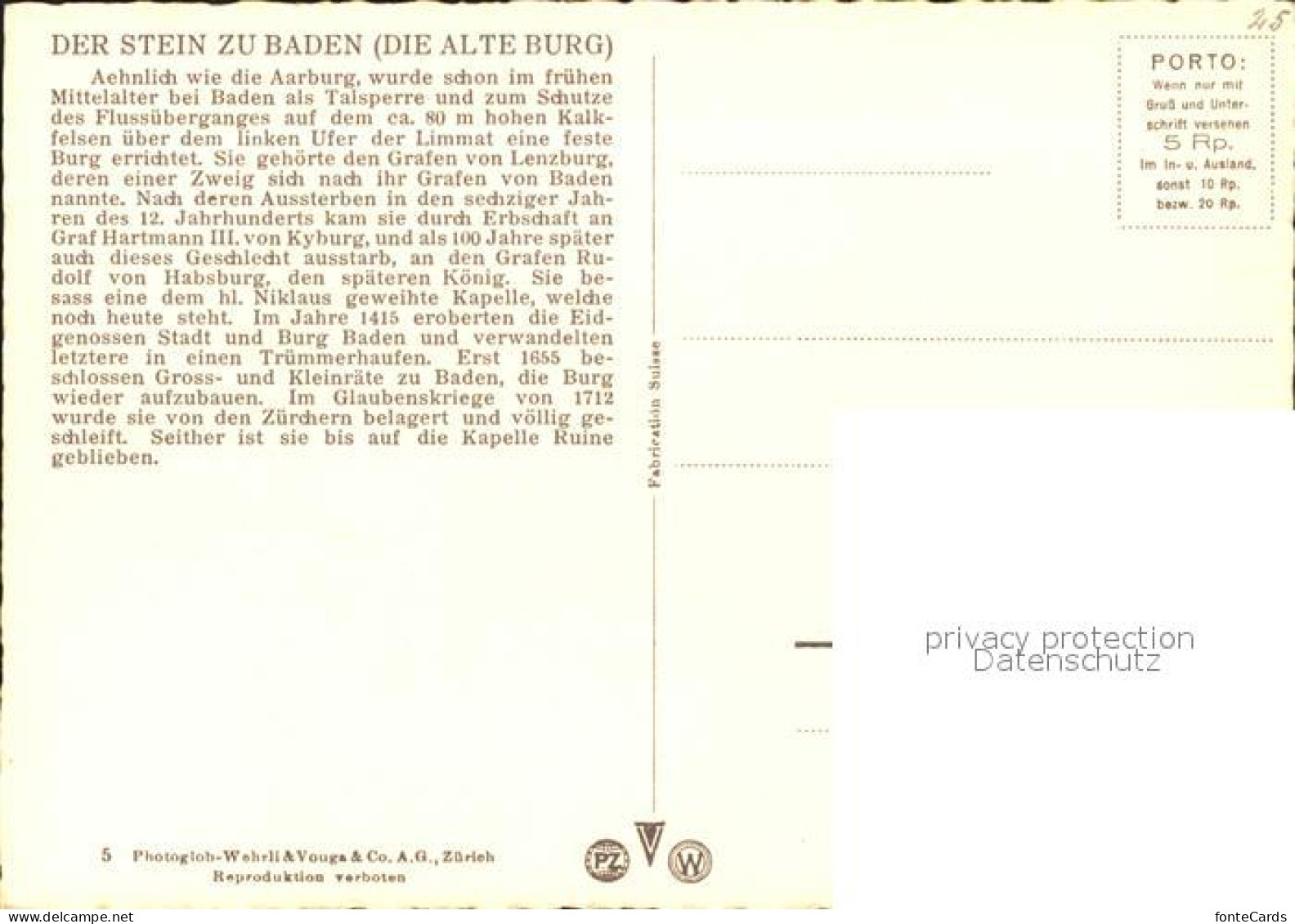 11622149 Baden AG Alte Burg Geschichte Baden - Other & Unclassified