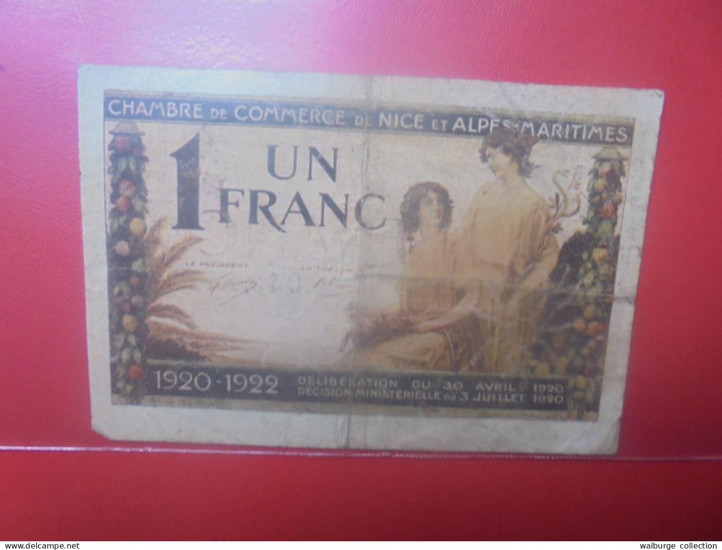 NICE 1 FRANC 1920/22 Circuler (B.33) - Bons & Nécessité