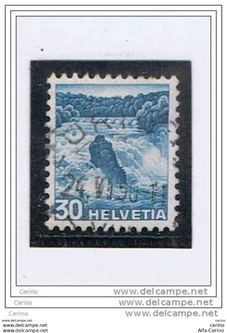 SVIZZERA:  1948  CASCATE  -  30 C. BLU  VERDE  US. -  YV/TELL. 465 - Used Stamps