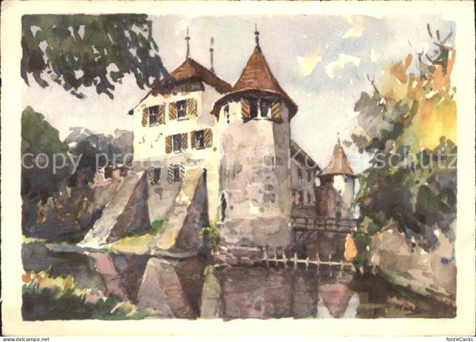 11621953 Hallwil Kuenstlerkarte Schloss Hallwil - Altri & Non Classificati