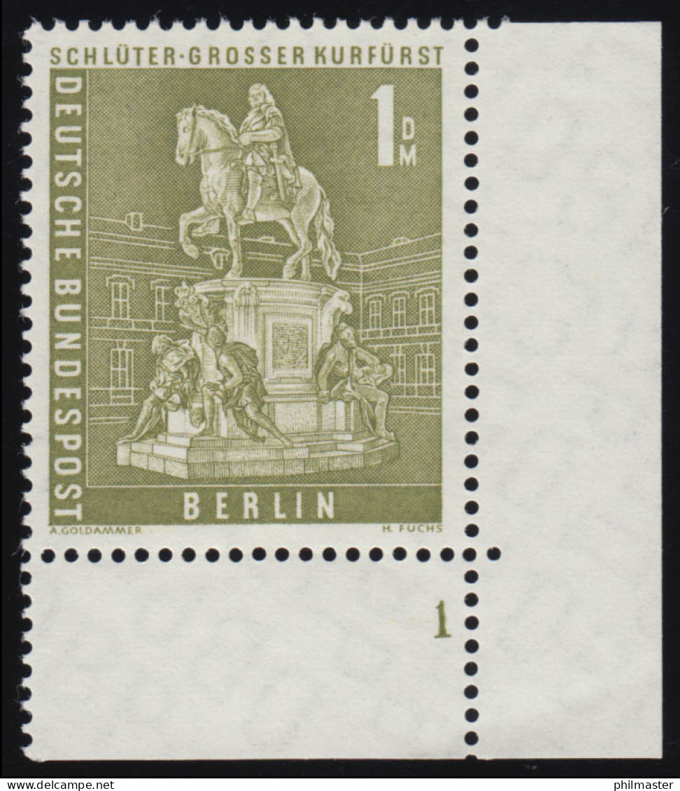 153v Stadtbilder 1 DM Ecke Ur Formnummer FN1 ** Postfrisch - Unused Stamps