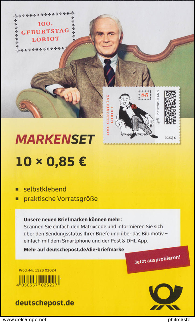FB 131 Geburtstag Bülow Und Loriot, Folienblatt 10x3800, Postfrisch **/MNH - 2011-2020