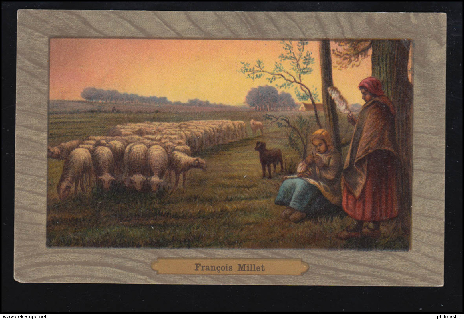 Tiere-AK Francois Millet: Auf Der Weide - Schafe, 15.2.1907 Nach Krefeld - Andere & Zonder Classificatie