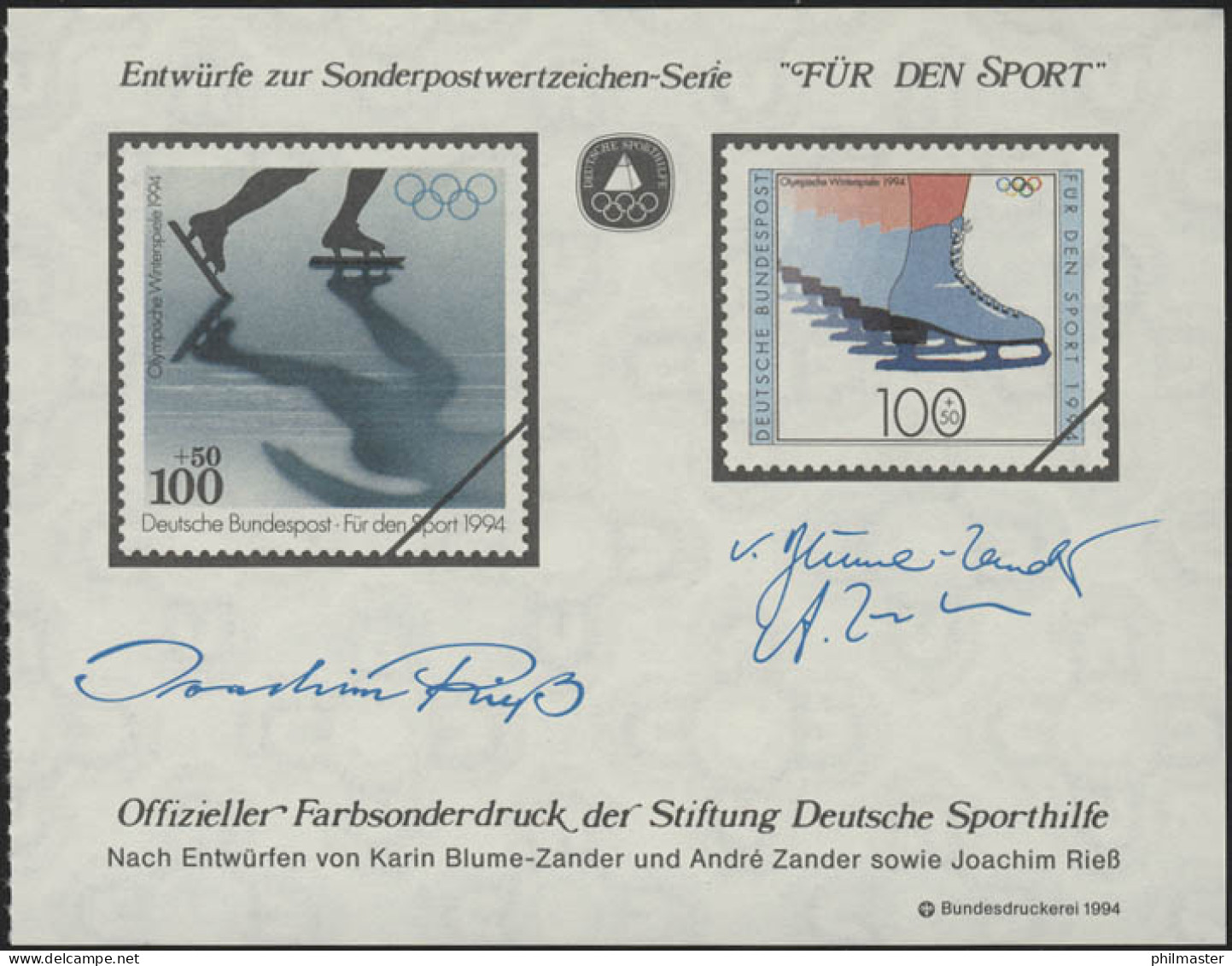 Sporthilfe Sonderdruck Aus MH 1994 Olympia Eiskunstlauf ** - Altri & Non Classificati