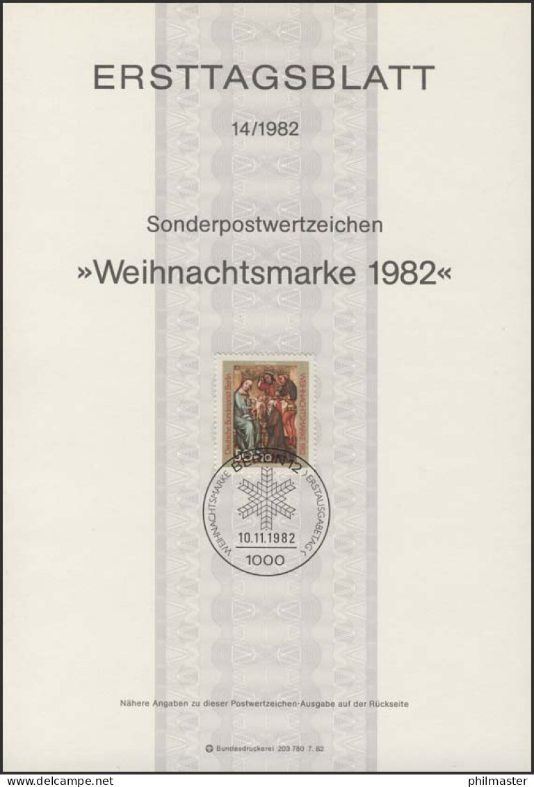 ETB 14/1982 Weihnachten - 1e Dag FDC (vellen)