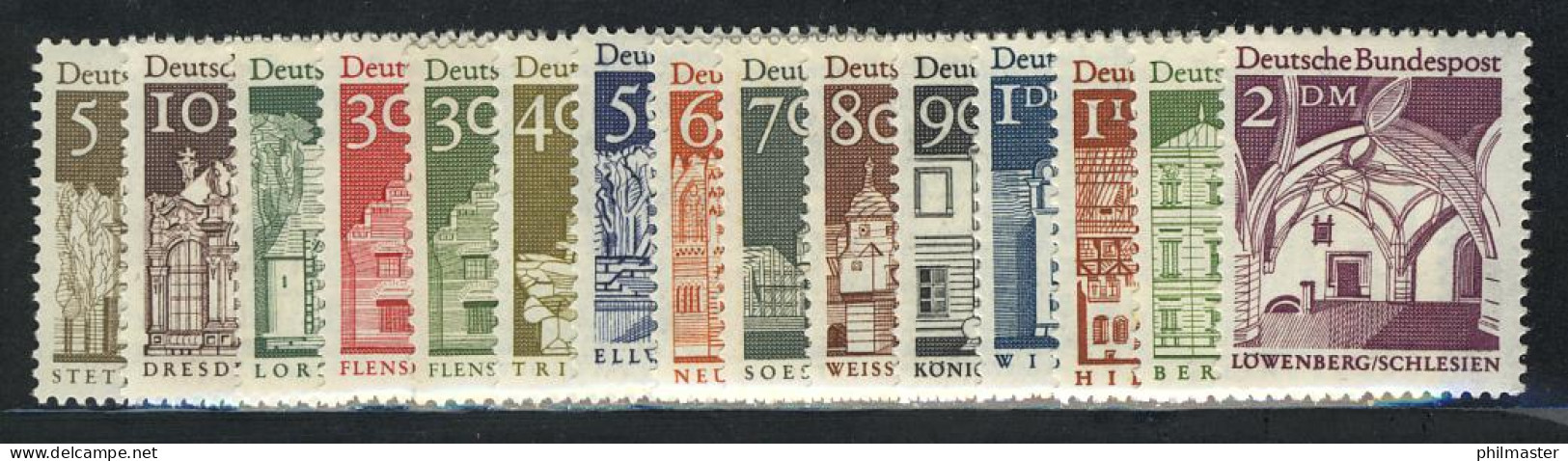 489-503 Bauwerke 15 Werte, Komplett, Satz Postfrisch ** - Nuovi