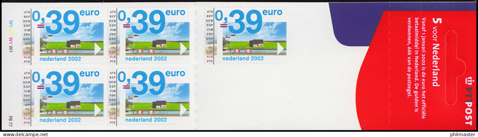 Markenheftchen PB 77 Euro-Einführung 2002 Mit 5x 1977 Selbstklebend, ** - Booklets & Coils