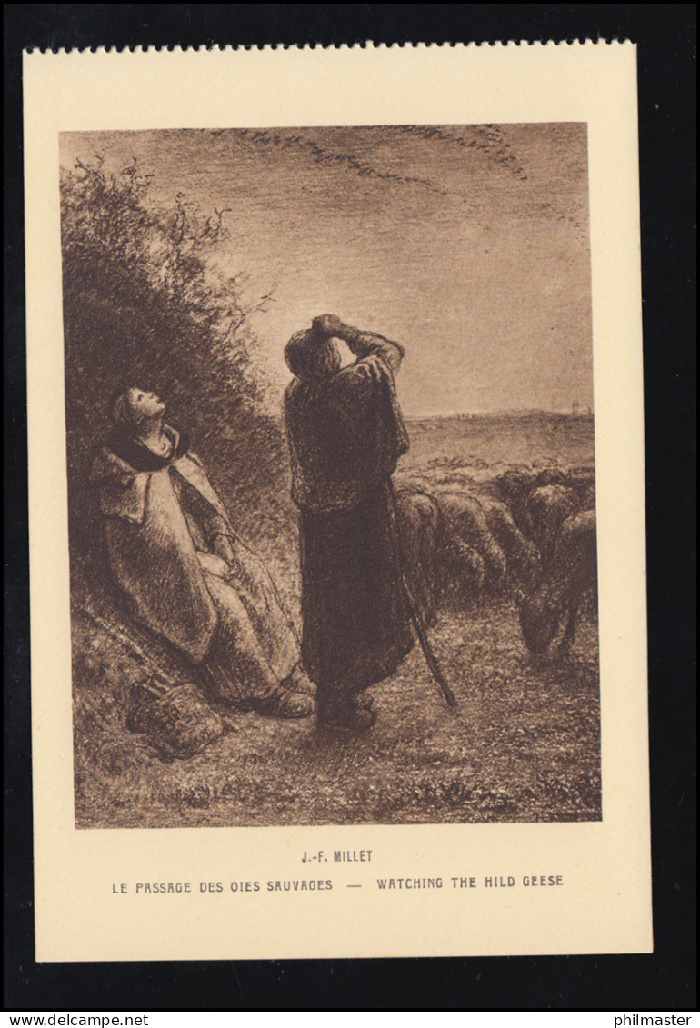 Tiere-AK Francois Millet: Schäfer Beim Betachten Des Vorbeifluges Der Wildgänse - Autres & Non Classés