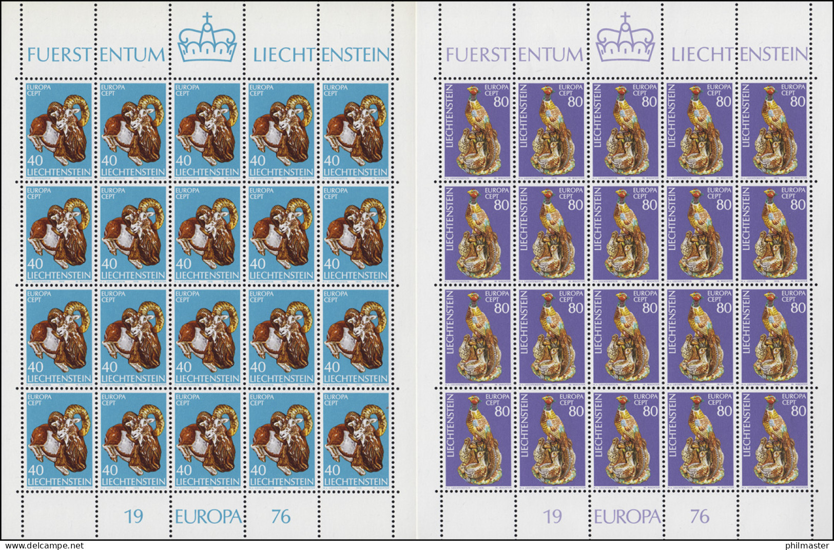642-643 Europa / CEPT - Kunsthandwerk 1976, 2 Werte, Kleinbogen-Satz ** - Unused Stamps