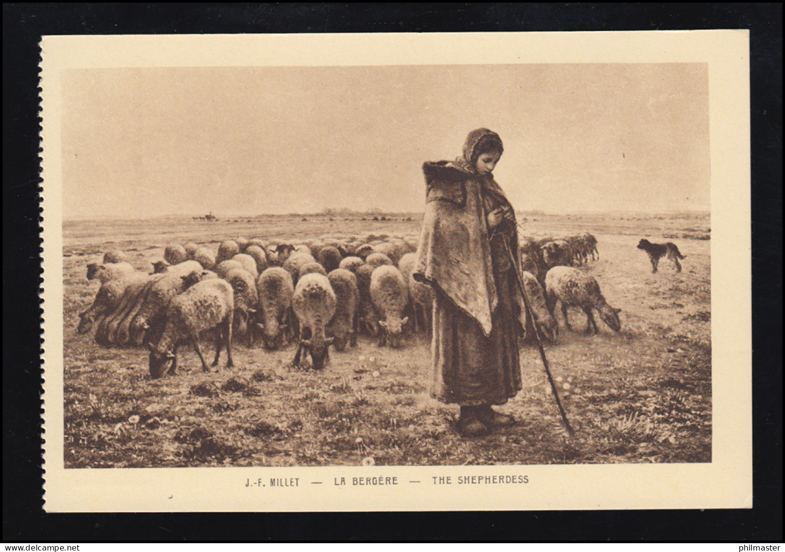 Tiere-AK Francois Millet: Schäferin Beim Stricken Mit Schafherde, Ungebraucht - Sonstige & Ohne Zuordnung