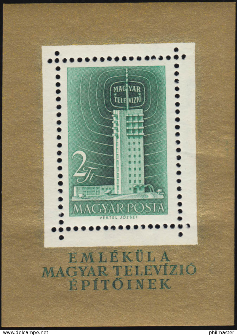 Ungarn: Block 26A Budapester Fernsehstation 1958, Gezähnt, Postfrisch ** - Autres & Non Classés