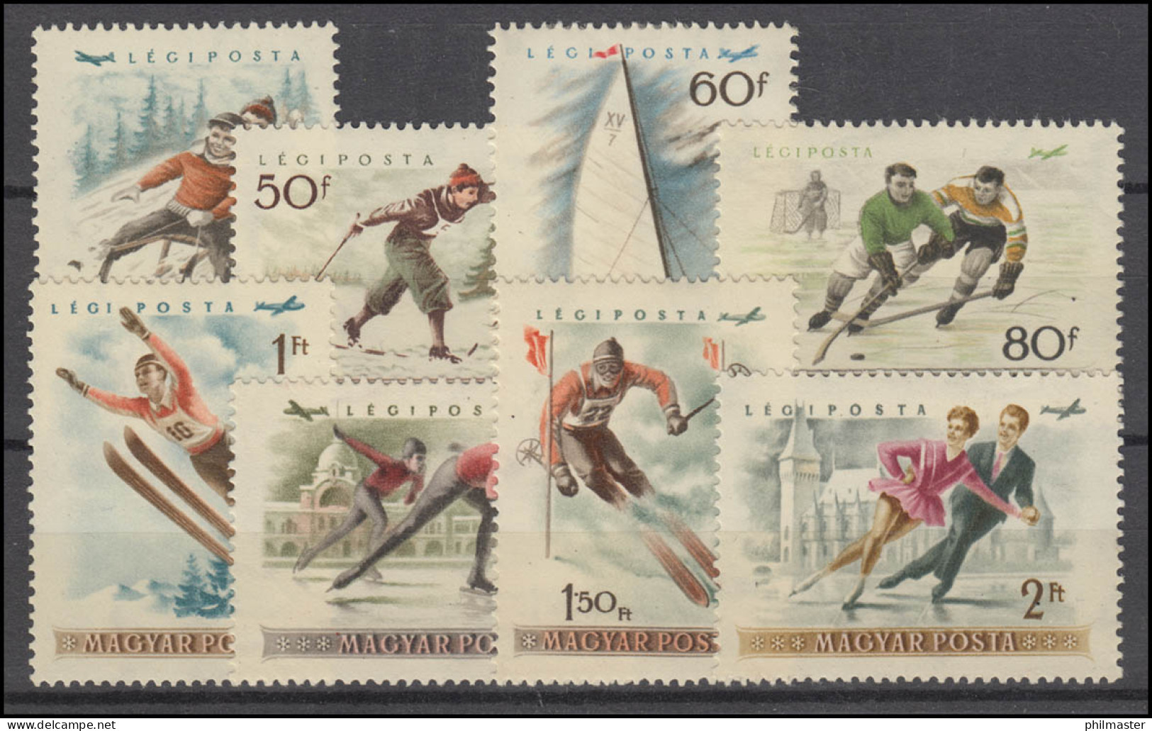 Ungarn: 1409-1416 Wintersport-Europameisterschaften 1955, Satz Postfrisch ** - Other & Unclassified