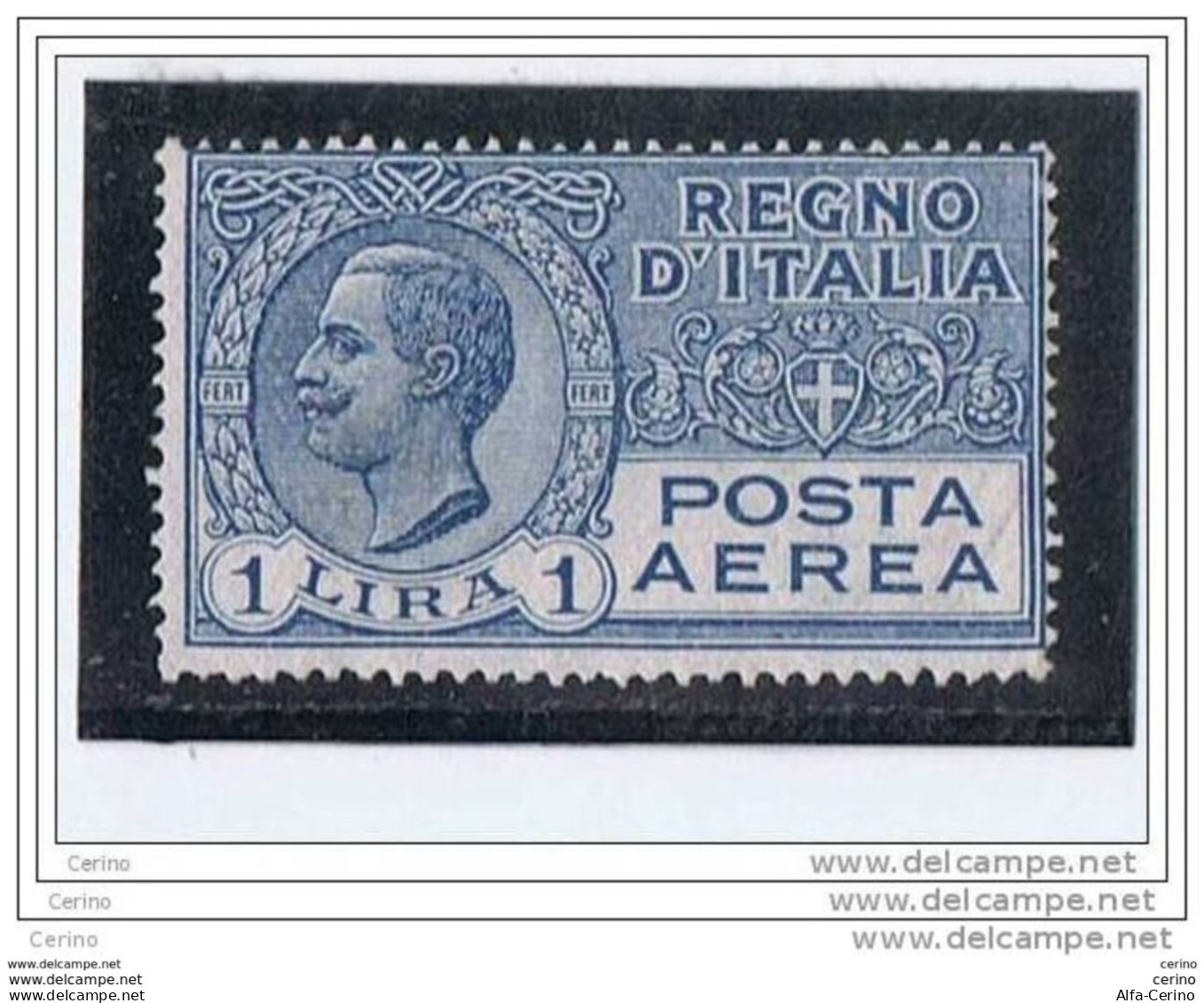 REGNO:  1926/28  P.A.  VITTORIO  EMAN. III° -  £. 1  AZZURRO  N. -  SASS. 4 - Correo Aéreo