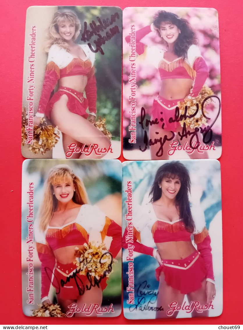 San Francisco Forty Niners Cheerleaders 4 Cards Golden Rush Girl - Original Signature On Card Mint 1000ex (BB0615 - Andere & Zonder Classificatie