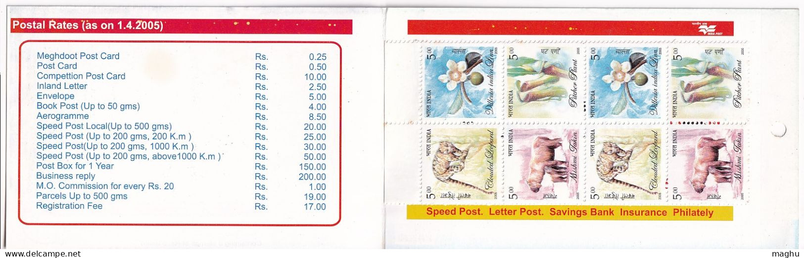 Stamp Booklet, Bird, Donate Eye, Health,  Plant, Fauna, Flower, Animal Yak, India MNH 2005, - Andere & Zonder Classificatie