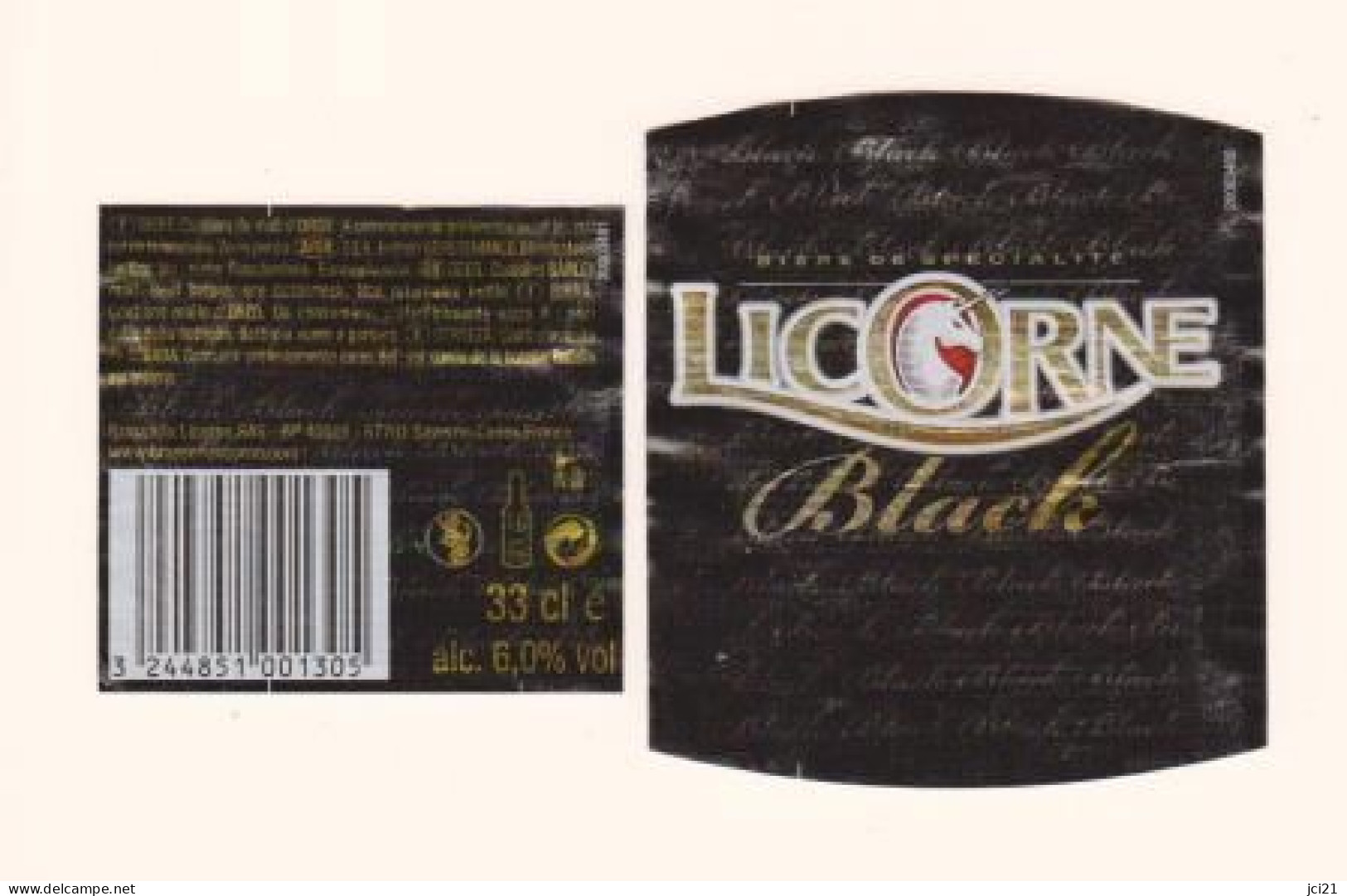 Étiquette Et Contre étiquette De Bière " LICORNE "  Bière De Saverne (2540)_eb36 - Bier