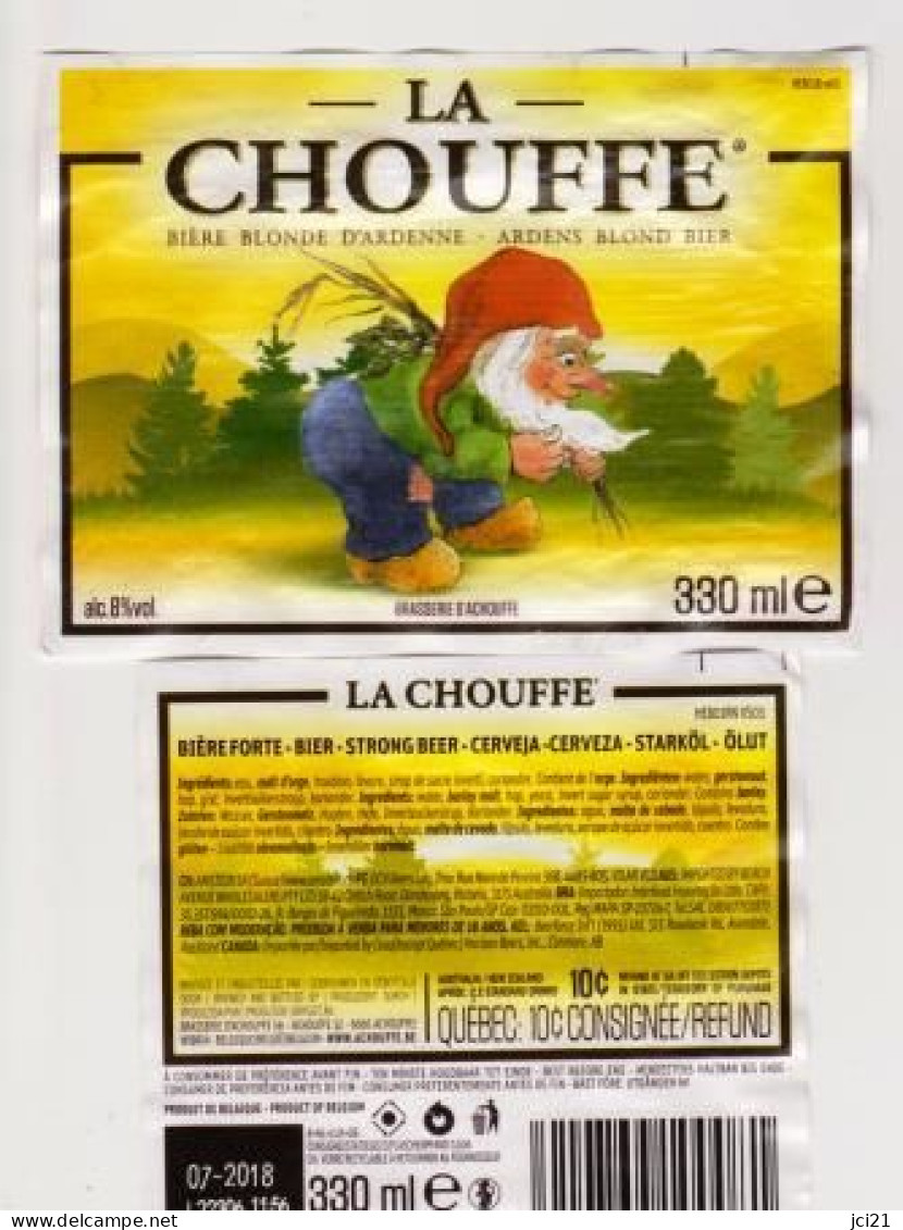Etiquette Et Contre étiquette De Bière " LA CHOUFFE " Nain Barbe Sabots (2033)_Eb23 - Bier