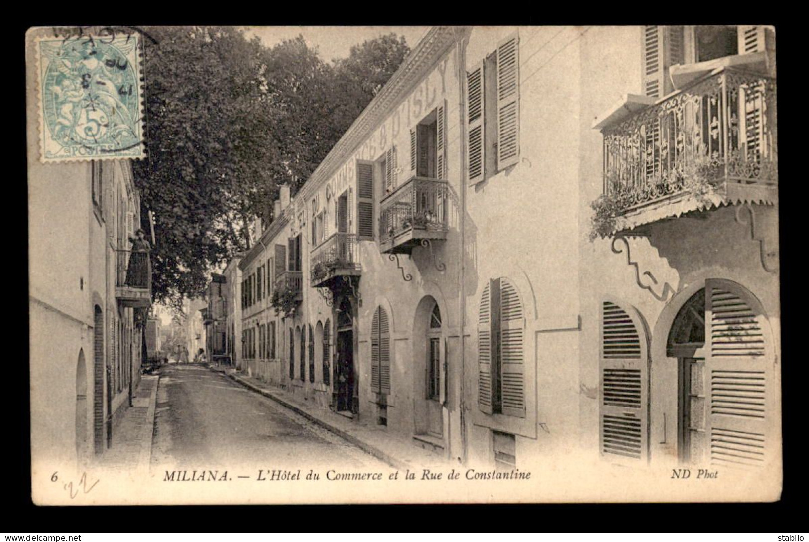 ALGERIE - MILIANA - L'HOTEL DU COMMERCE ET LA RUE DE CONSTANTINE - Otros & Sin Clasificación