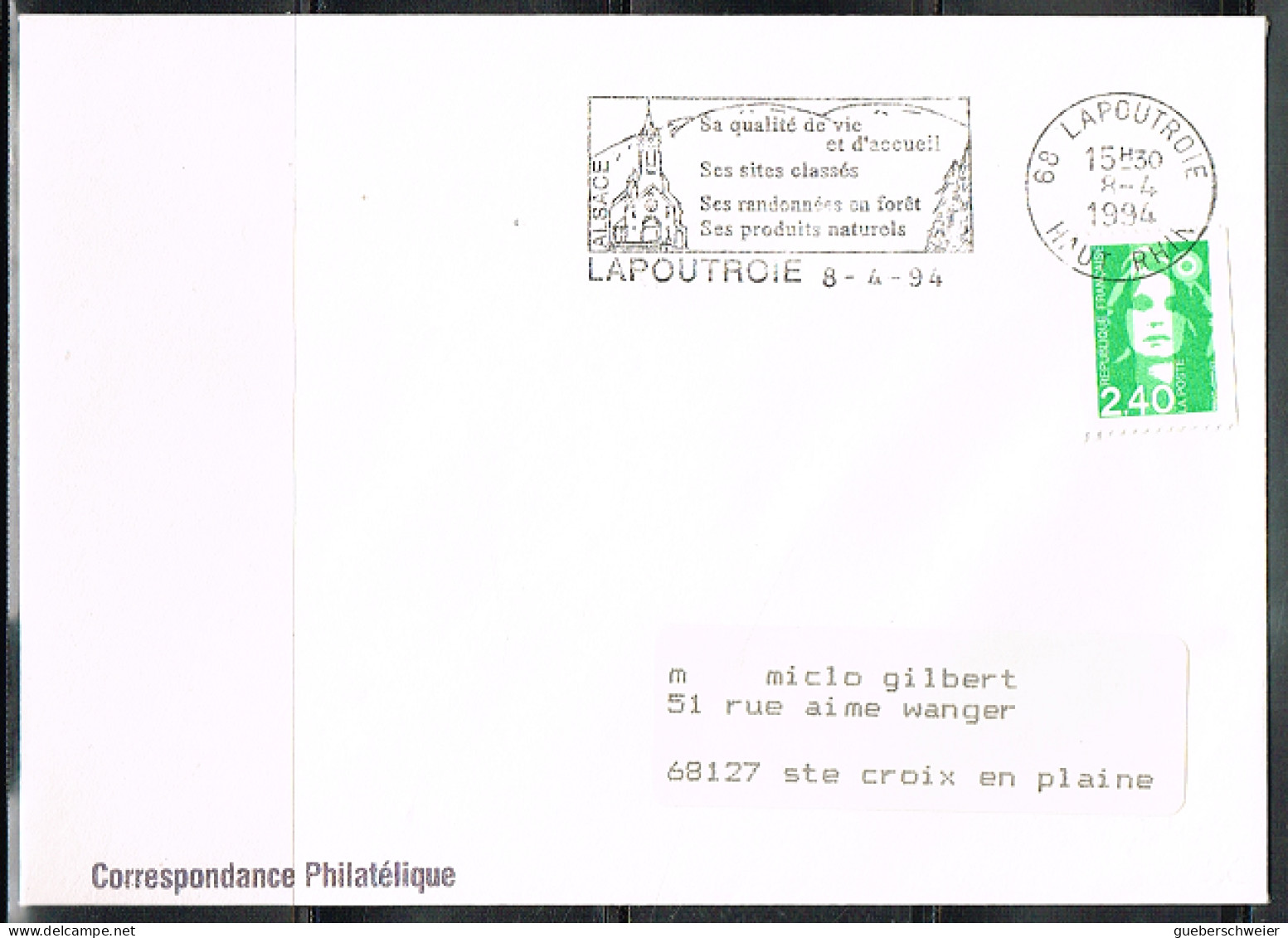 NAT-L43 - FRANCE Flamme Illustrée Sur Lettre Scotem De LAPOUTROIE 1994 - Mechanical Postmarks (Advertisement)