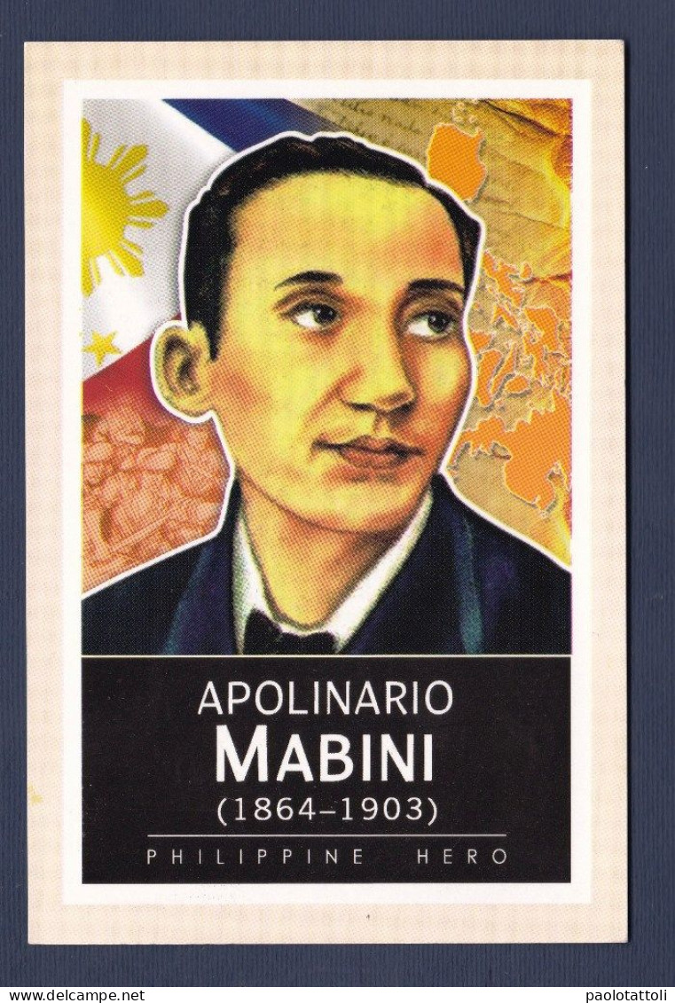 Philippines, Hero- Apolinario Mabini . NOT PROPERLY A POST CARD. Back With The Description Of His Istory. Standard Size. - Philippines