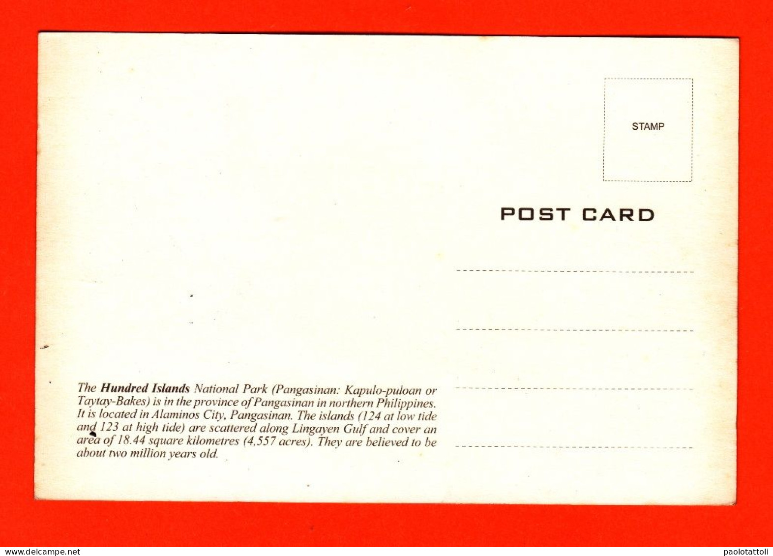 Philippines, Hundred Island National Park. Standard Size, New, Divided Back. - Philippinen