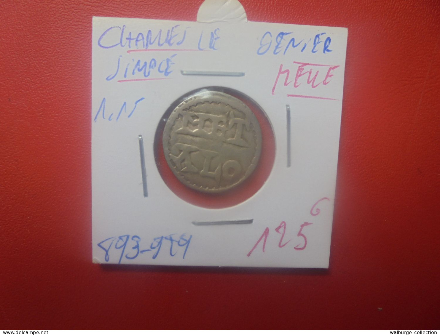 CHARLES Le SIMPLE(893-929) DENIER De "MELLE" ARGENT(1,15 Gr) Jolie Qualité (A.2) - 898-923 Karel III De Eenvoudige