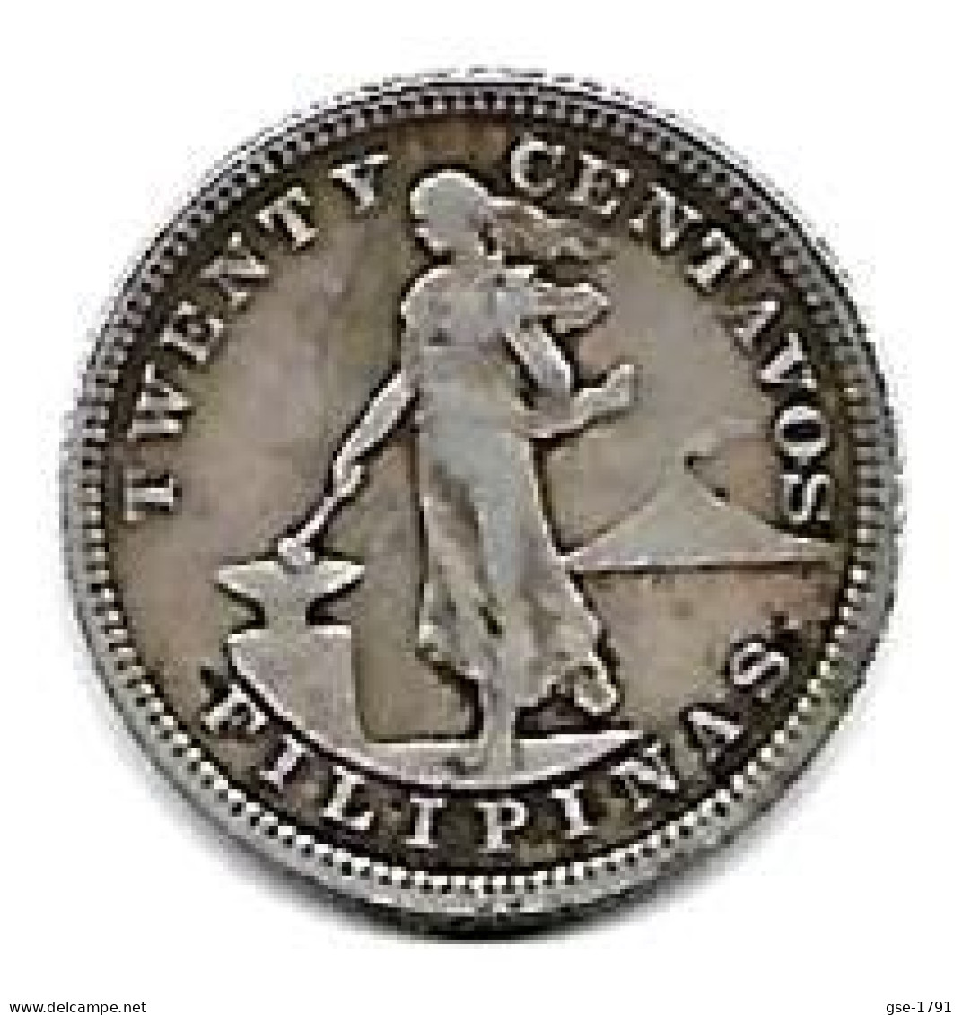 PHILIPPINES  US. Administration  20  Centavos  Eagle  KM166  Année 1905s  Ag. 0.900 - Filippijnen