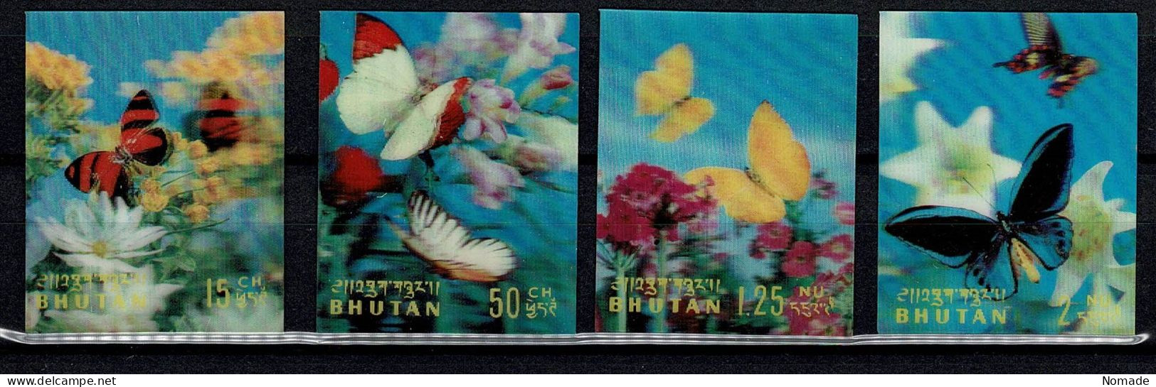 Bhoutan 170/173 Papillons MNH** Timbres Non Dentelé 3D Cote 8 € - Bhutan