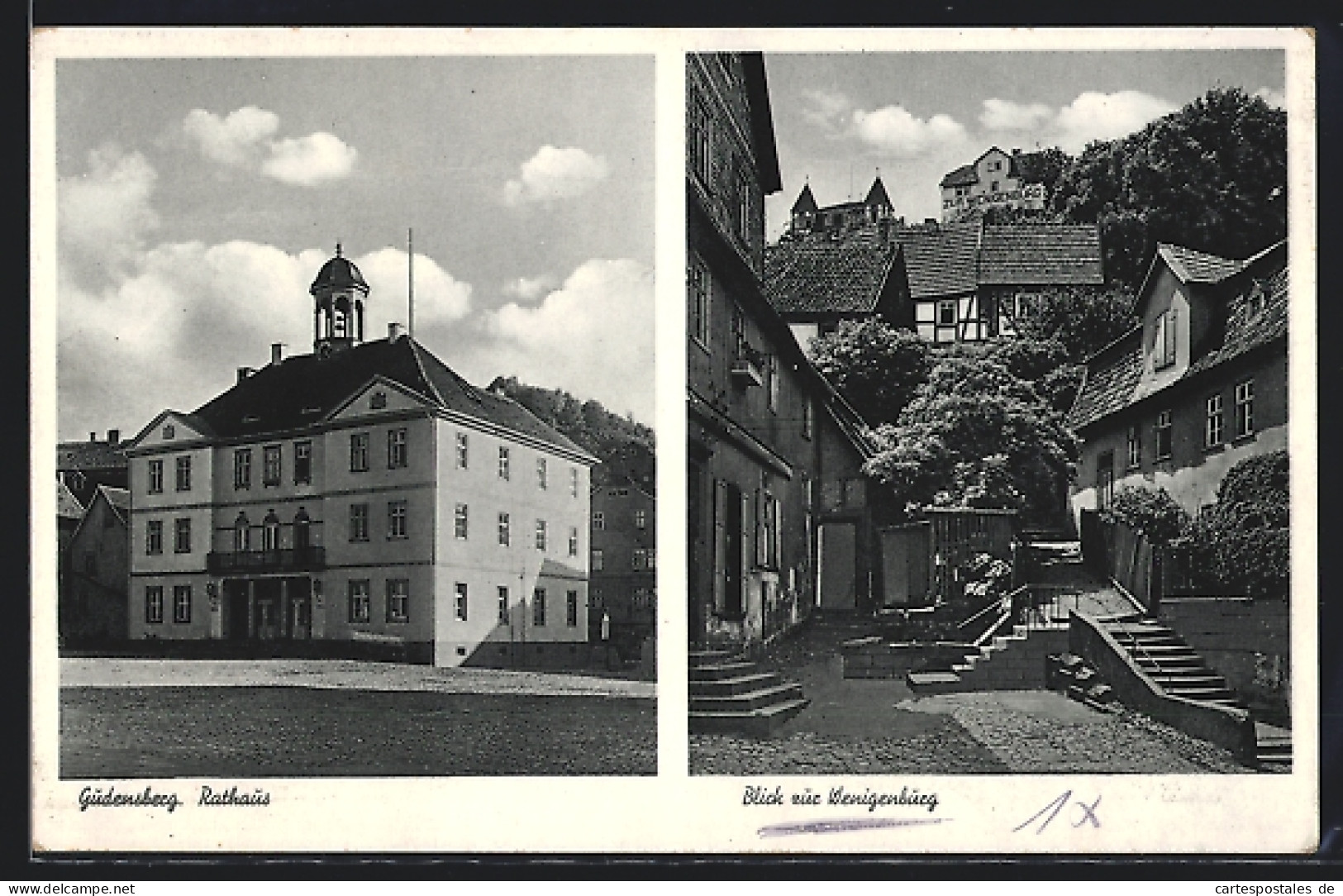 AK Gudensberg, Rathaus Und Blick Zur Wenigenburg  - Other & Unclassified