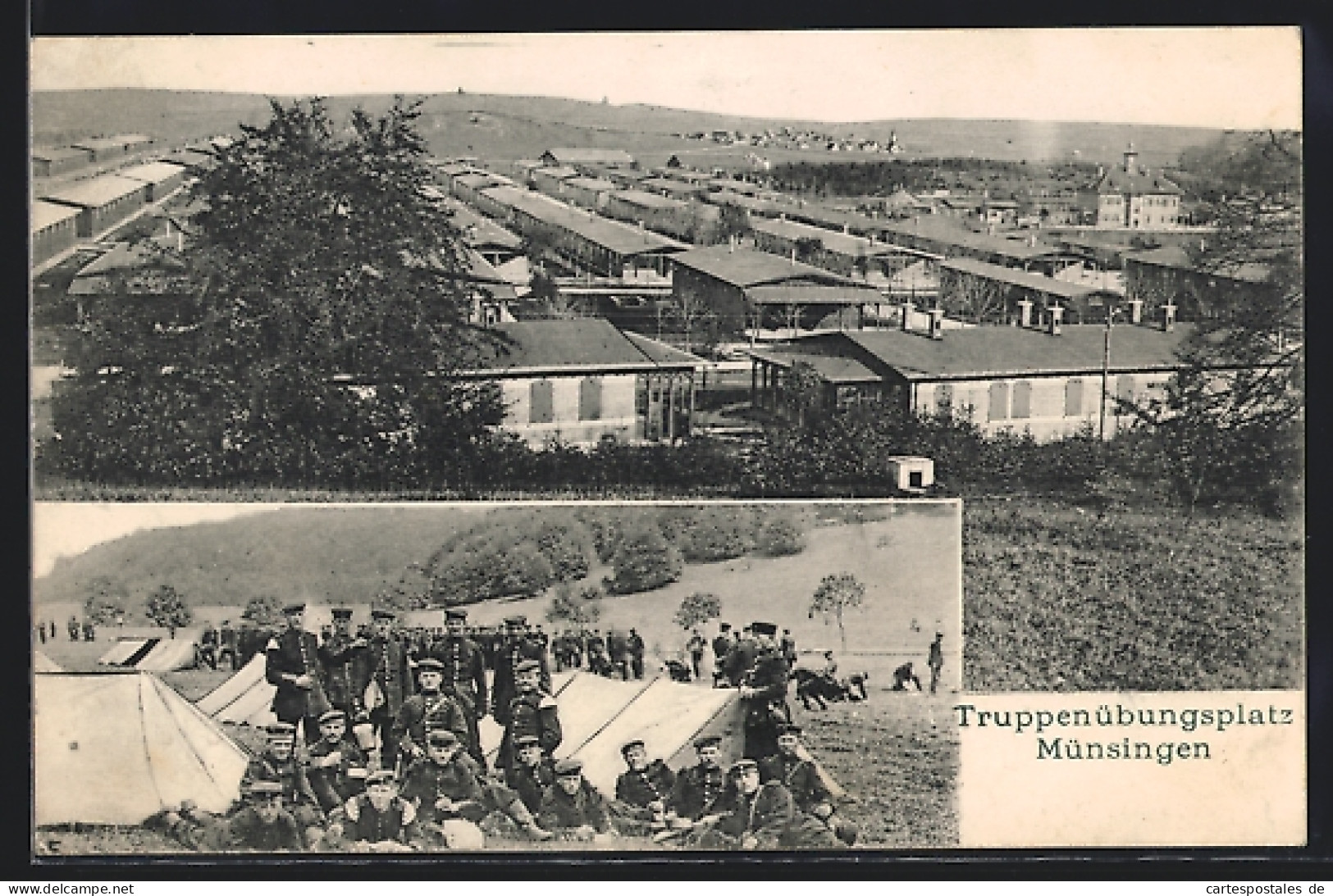 AK Münsingen, Truppenübungsplatz, Lager, Soldaten Beim Abkochen  - Münsingen