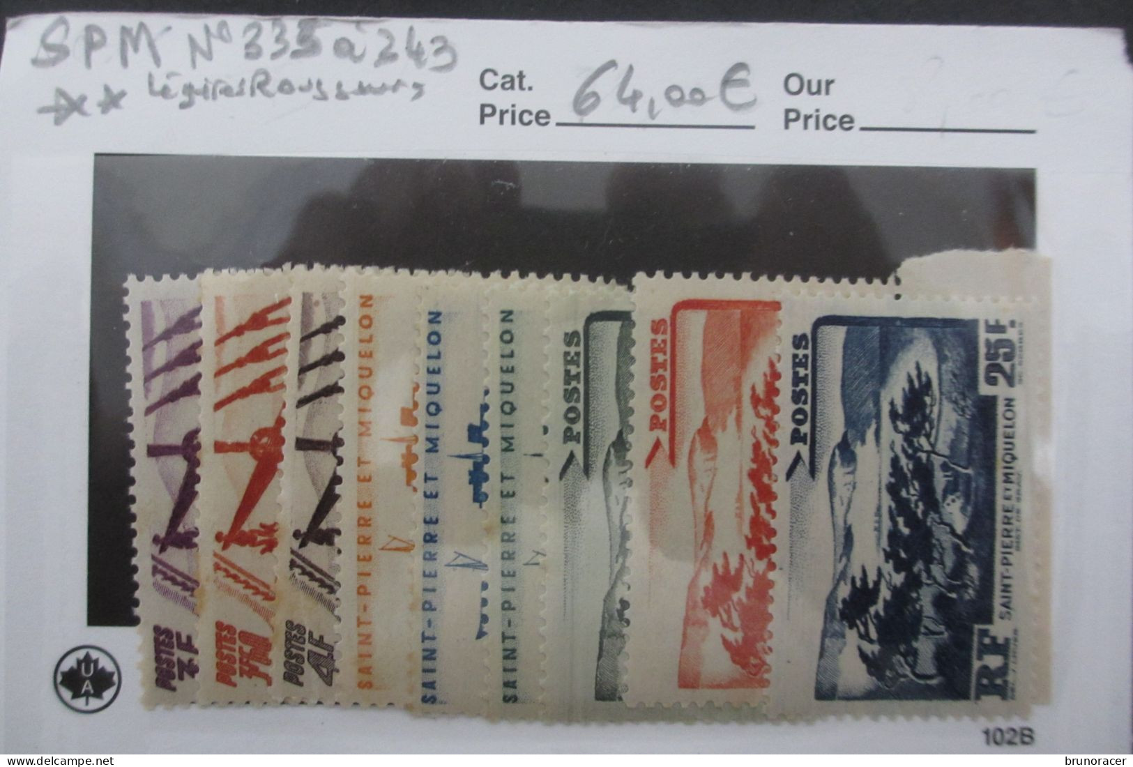 St PIERRE & MIQUELON N°335 à 343 NEUF** INFIME ROUSSEUR COTE 64 EUROS VOIR SCANS - Unused Stamps