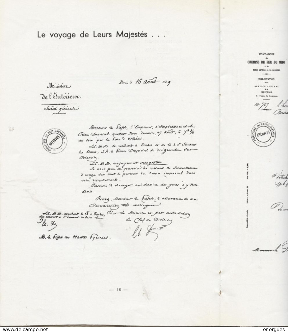 Inauguration Ligne Chemin De Fer Morcenx-Tarbes 1859,  Documents, Travaux, Avec L'empereur Napoléon III,fêtes , Rapports - Midi-Pyrénées