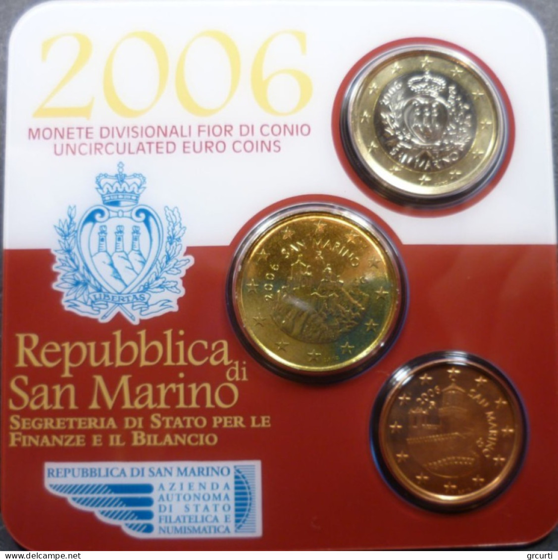 San Marino - 1 Euro + 50 E 5 Centesimi 2006 - Miniserie X 10 Pezzi - San Marino