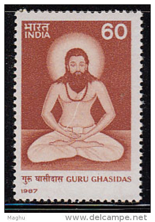India MNH 1987, Guru Ghasidas, Religios Teacher, Hindu Religion, Meditation Posture, Health Benefits, Calmness - Ungebraucht