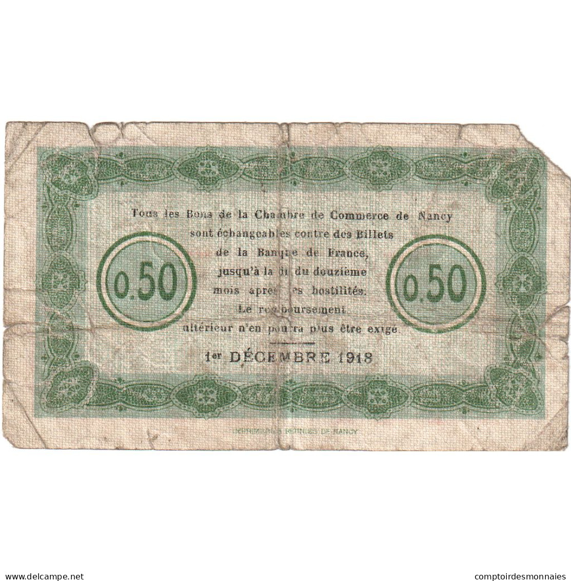 France, Nancy, 50 Centimes, 1915, B, Pirot:87-1 - Camera Di Commercio