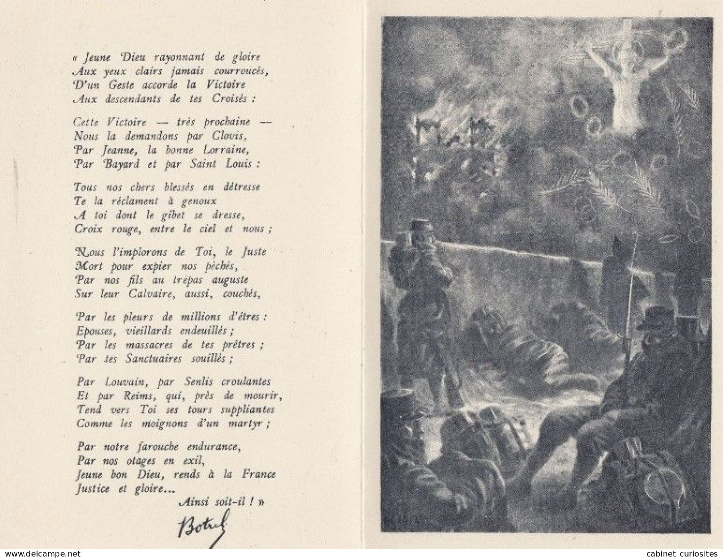 Carte Double -  PRIERE AU JEUNE BON DIEU - Pour L'année 1915 - Poème De Th Botrel- Jésus Marie Joseph - Patriotiques