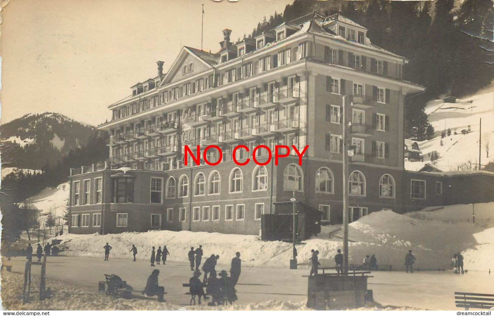 Suisse ADELBODEN. La Patinoire Hotel Nevada Palace 1914 Photo Cpa Bords Dentelés à La Ficelle - Adelboden