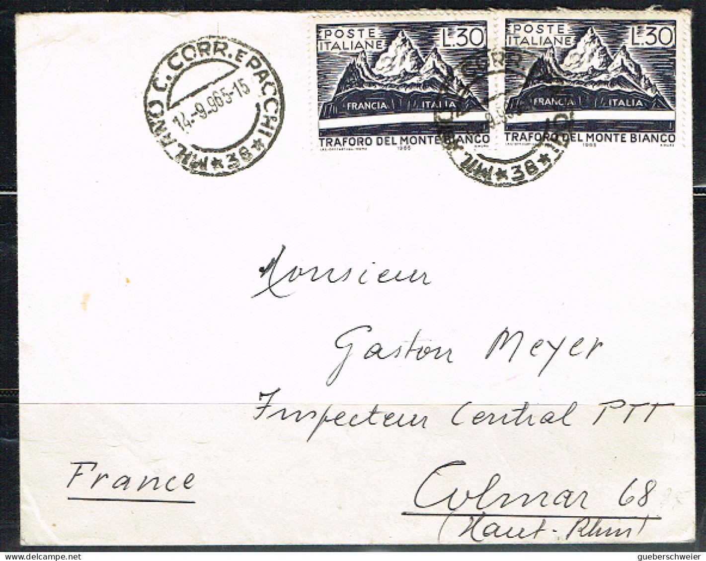 NAT-L50 - ITALIE Traforo Del Monte Bianco Sur Lettre Pour La France - 1961-70: Poststempel