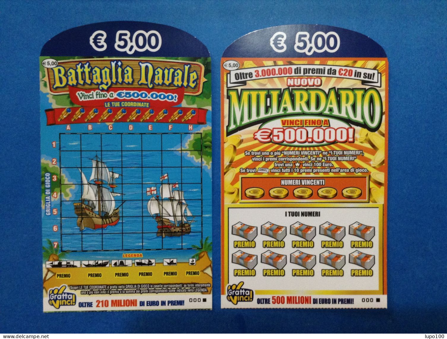2 Biglietti Lotteria Gratta E Vinci Battaglia Navale Nuovo Miliardario Prototipo Serie 000 - Lotterielose