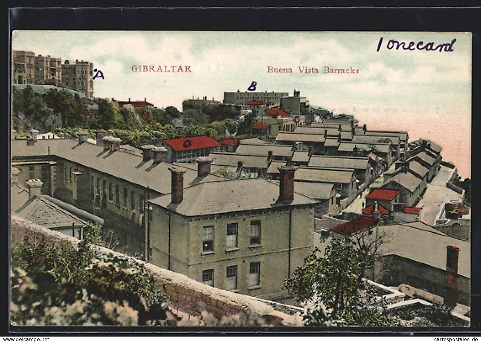Postal Gibraltar, Buena Vista Barracks, Kasernenansicht  - Gibraltar