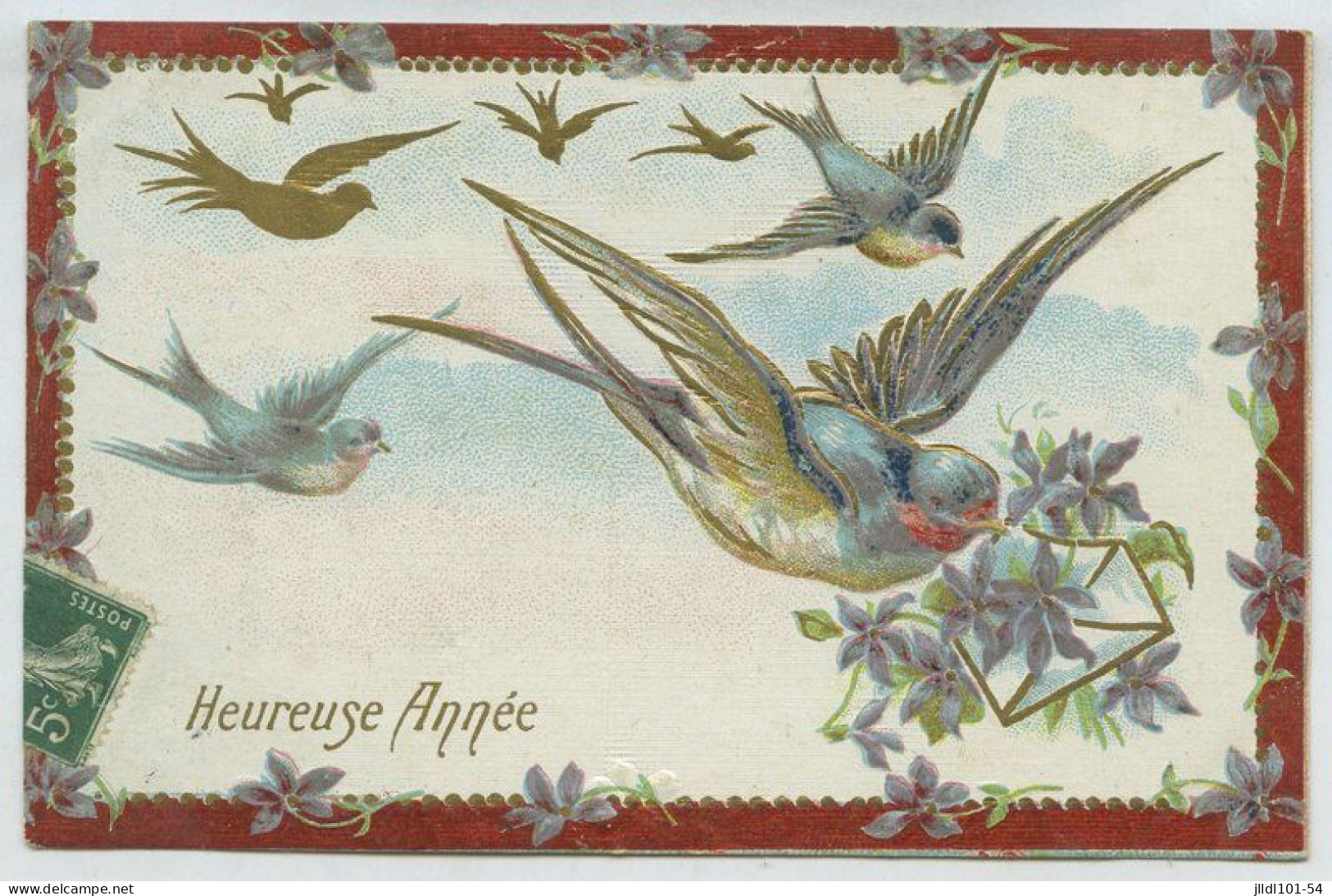 Lot 20 Cartes Gauffrées Fantaisie, Thème Bonne Année (lt9) - Collections & Lots