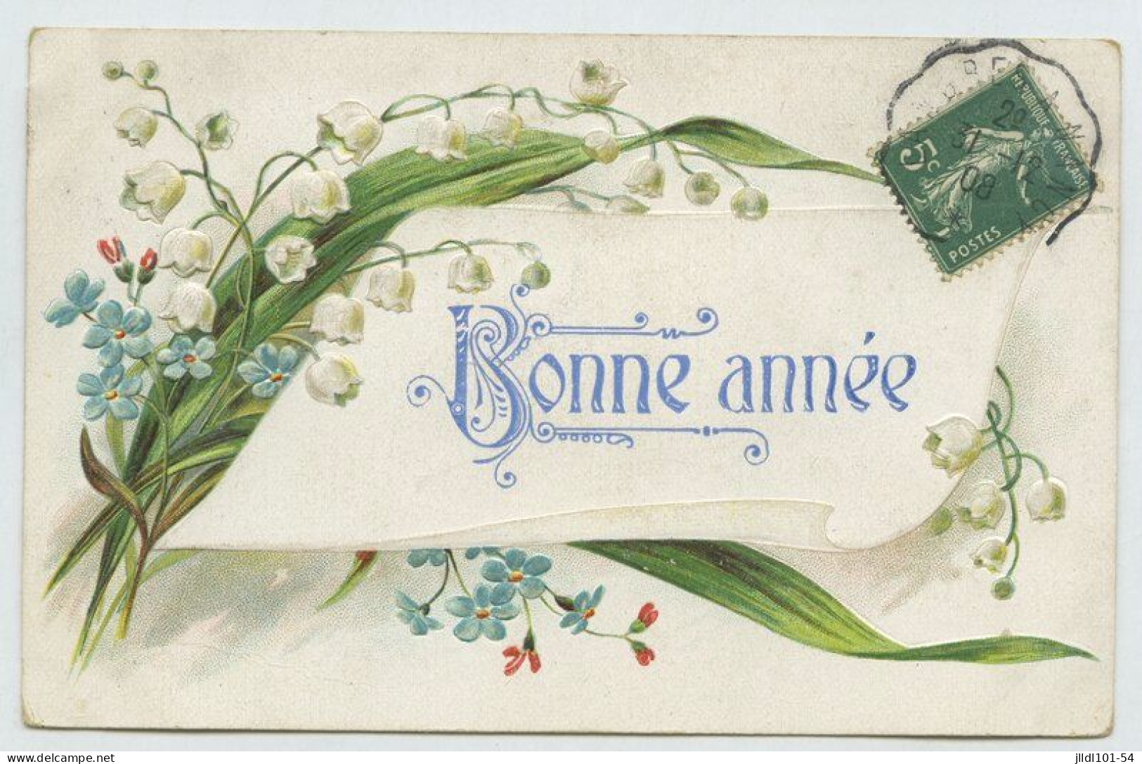 Lot 20 cartes gauffrées fantaisie, thème Bonne année (lt9)