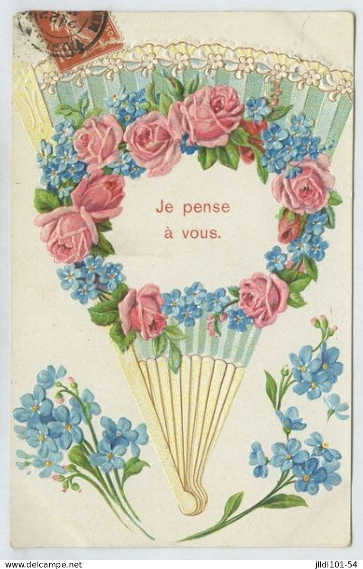 Lot 10 Cartes Gauffrées Fantaisie, Thème Fleurs (lt9) - Verzamelingen & Kavels