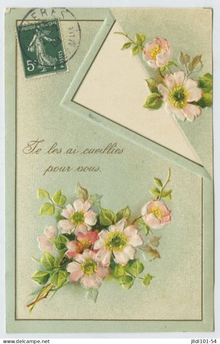 Lot 10 Cartes Gauffrées Fantaisie, Thème Fleurs (lt9) - Collections & Lots