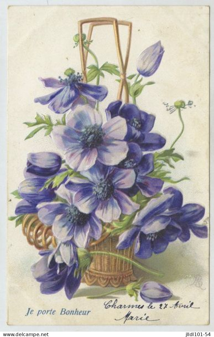 Lot 10 cartes gauffrées fantaisie, thème Fleurs (lt9)